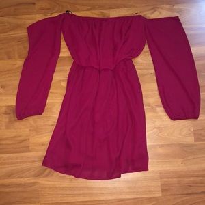 Burgundy strapless dress